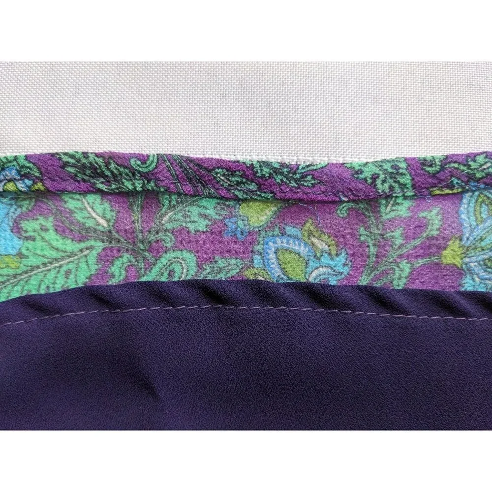 NWT Vintage Y2K MIMI MATERNITY 100% Silk Paisley Purple Green Maxi Dress Size M